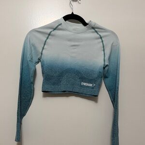 Gymshark Teal Ombre Long Sleeve Cropped Seamless Top and leggings
